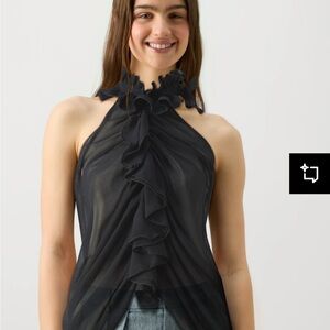 Pinko black lille top  Georgette ruffled sleeveless naeck on back ruffled